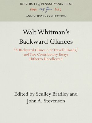 cover image of Walt Whitman's Backward Glances
